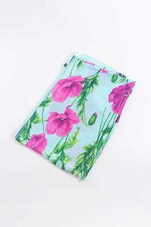 Carraig Donn Floral Polka Boarder Scarf in Blue