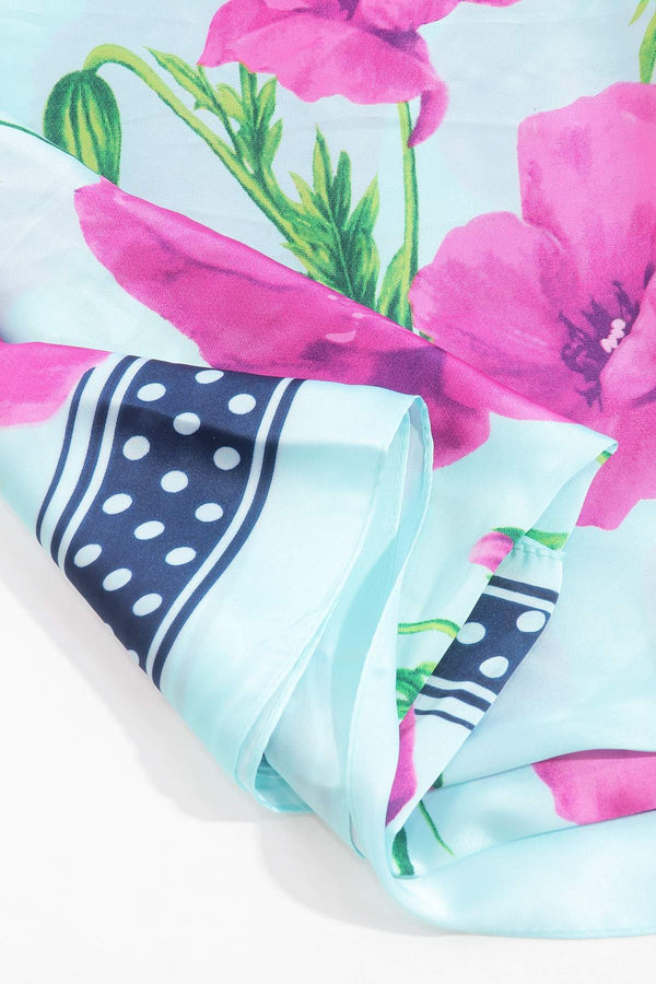 Carraig Donn Floral Polka Boarder Scarf in Blue