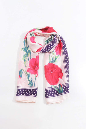 Carraig Donn Floral Polka Boarder Scarf in Red
