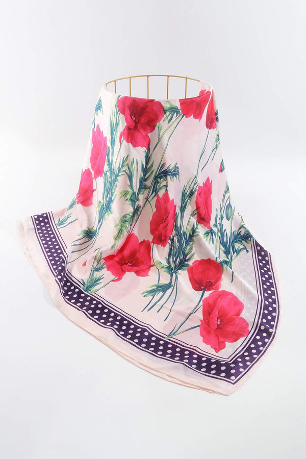 Carraig Donn Floral Polka Boarder Scarf in Red