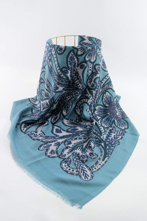 Carraig Donn Floral Scarf in Blue