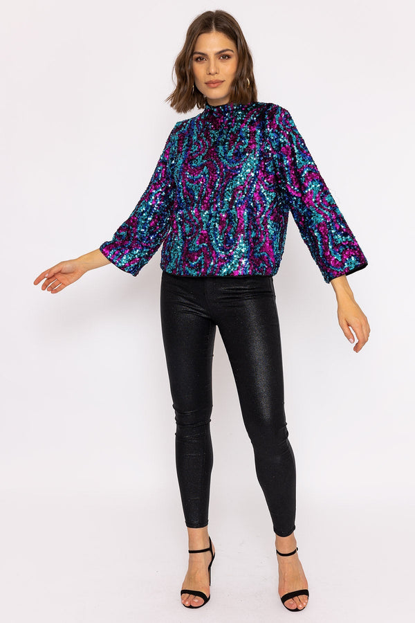 Carraig Donn Flua 3/4 Sleeve Top in Black