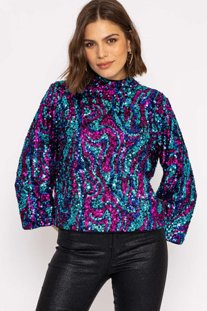 Carraig Donn Flua 3/4 Sleeve Top in Black