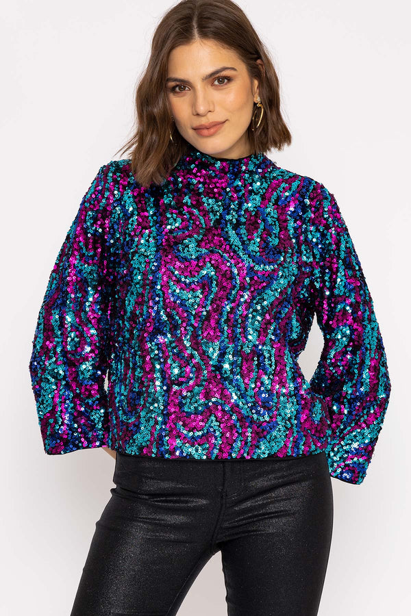 Carraig Donn Flua 3/4 Sleeve Top in Black