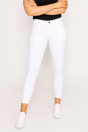 Carraig Donn Frayed Hem Jeans in White
