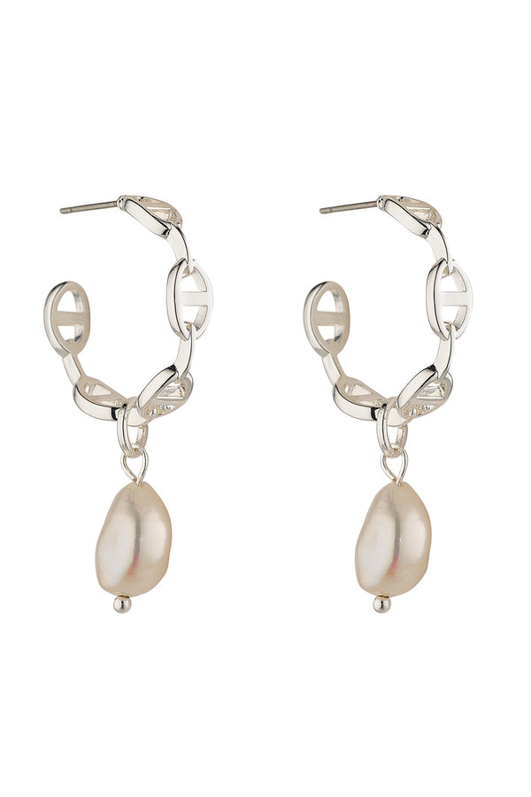 Carraig Donn Freshwater Pearl Hoops, Silver