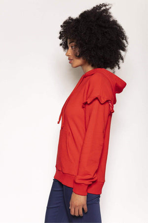 Carraig Donn Frill Sleeve Hoody in Red