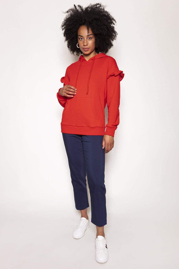 Carraig Donn Frill Sleeve Hoody in Red