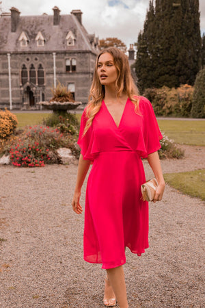 Carraig Donn Fuchsia Angel Sleeve Dress