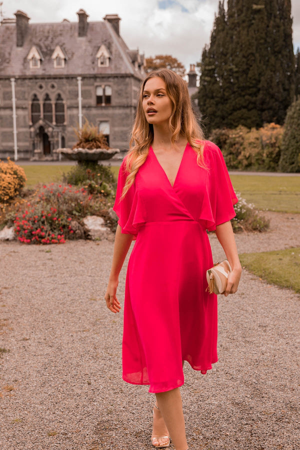 Carraig Donn Fuchsia Angel Sleeve Dress