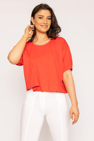 Carraig Donn Gathered Cuff Top in Mandarin