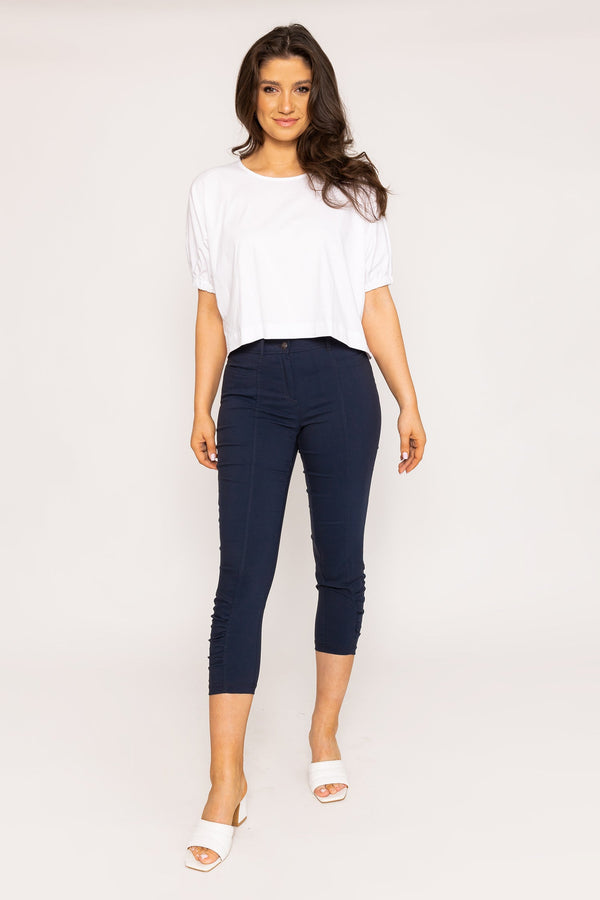 Carraig Donn Gathered Cuff Top in White