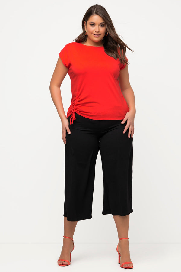 Carraig Donn Gathered Hem Short Sleeve Top in Red