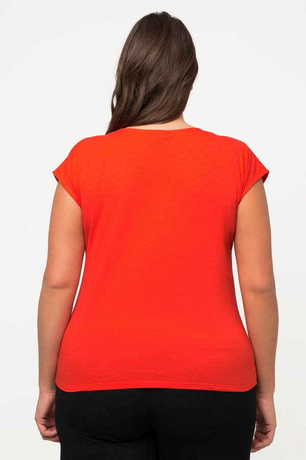 Carraig Donn Gathered Hem Short Sleeve Top in Red