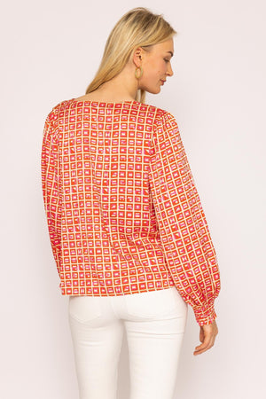 Carraig Donn Geo Print Blouse in Red