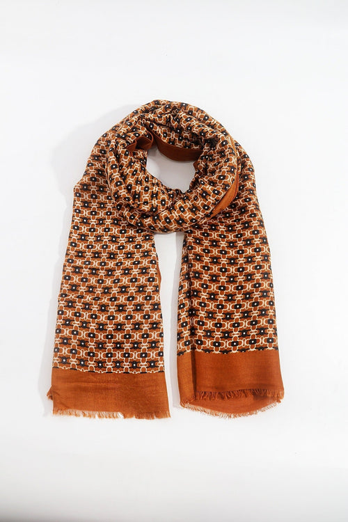 Geo Print Scarf in Brown