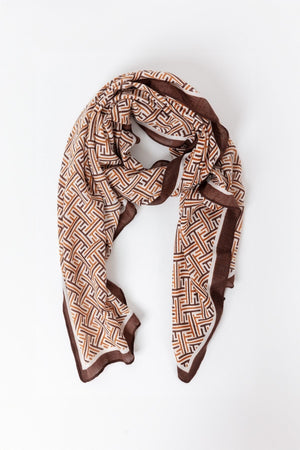 Carraig Donn Geo Print Scarf in Coffee