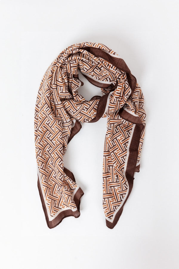 Carraig Donn Geo Print Scarf in Coffee