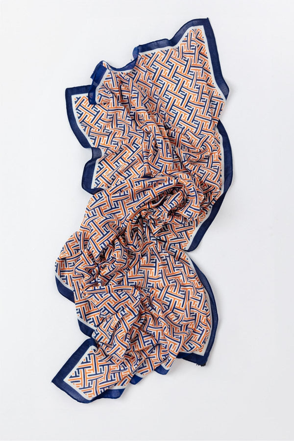Carraig Donn Geo Print Scarf in Navy