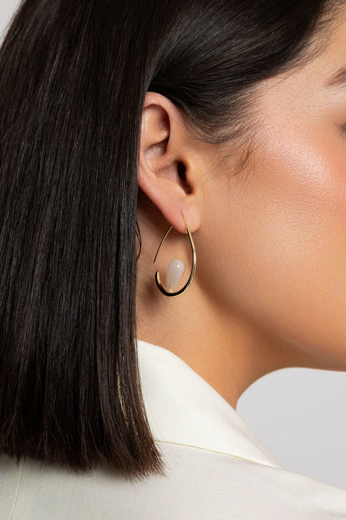 Gia Pink Aventurine Gemstone Hoops