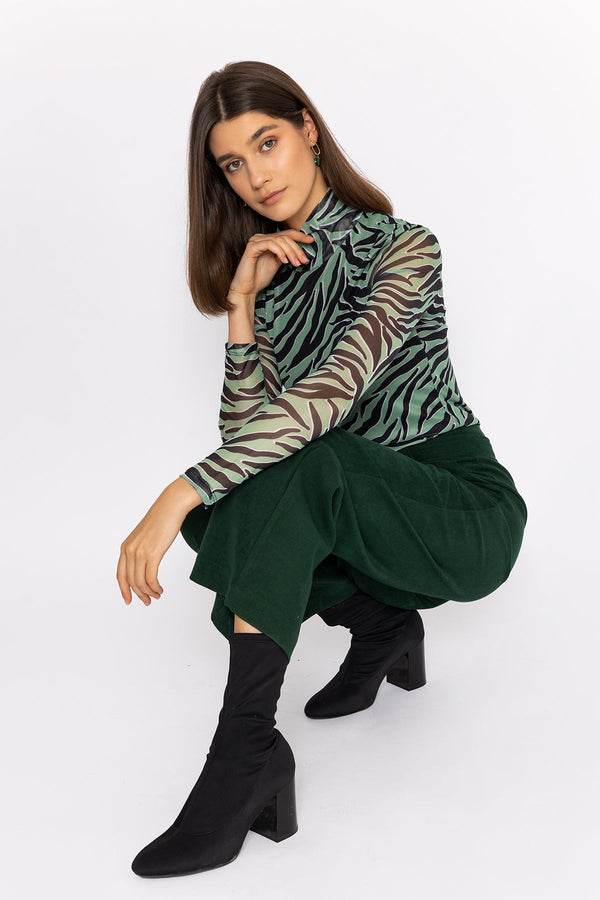 Carraig Donn Gigi High Neck Top in Animal Print