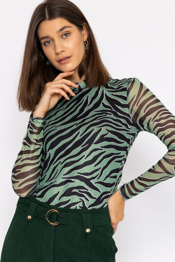 Carraig Donn Gigi High Neck Top in Animal Print