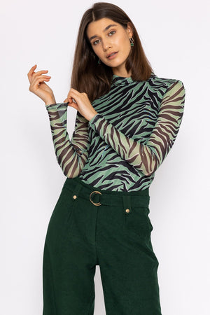 Carraig Donn Gigi High Neck Top in Animal Print