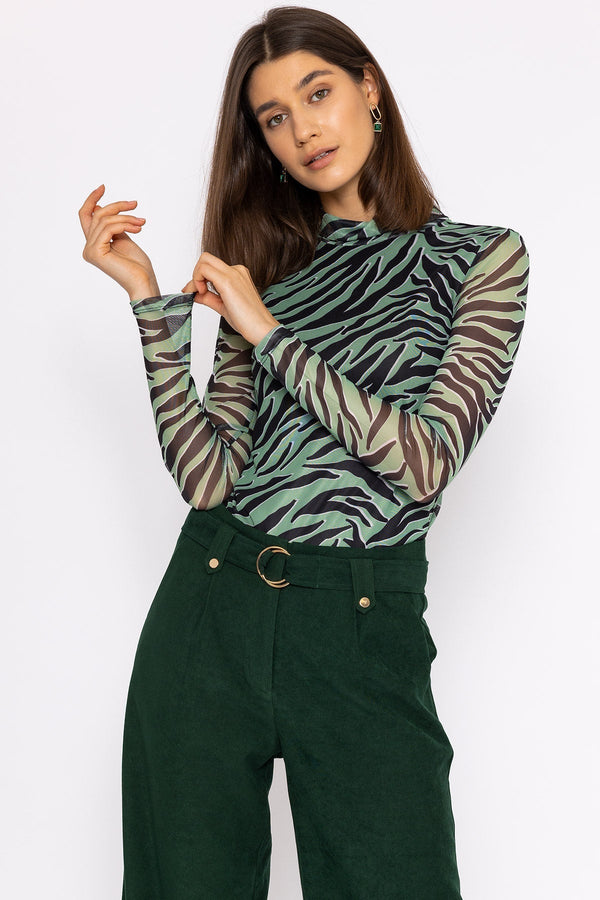 Carraig Donn Gigi High Neck Top in Animal Print