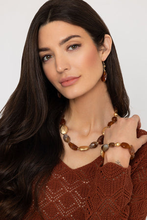 Carraig Donn Gold and Brown Beaded Necklace