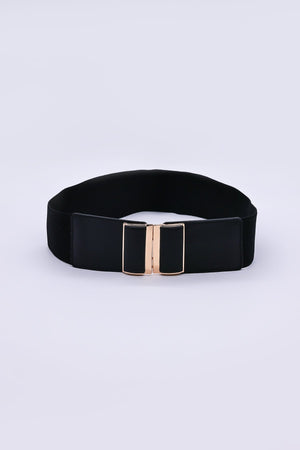 Carraig Donn Gold Clasp Elastic Belt in Black