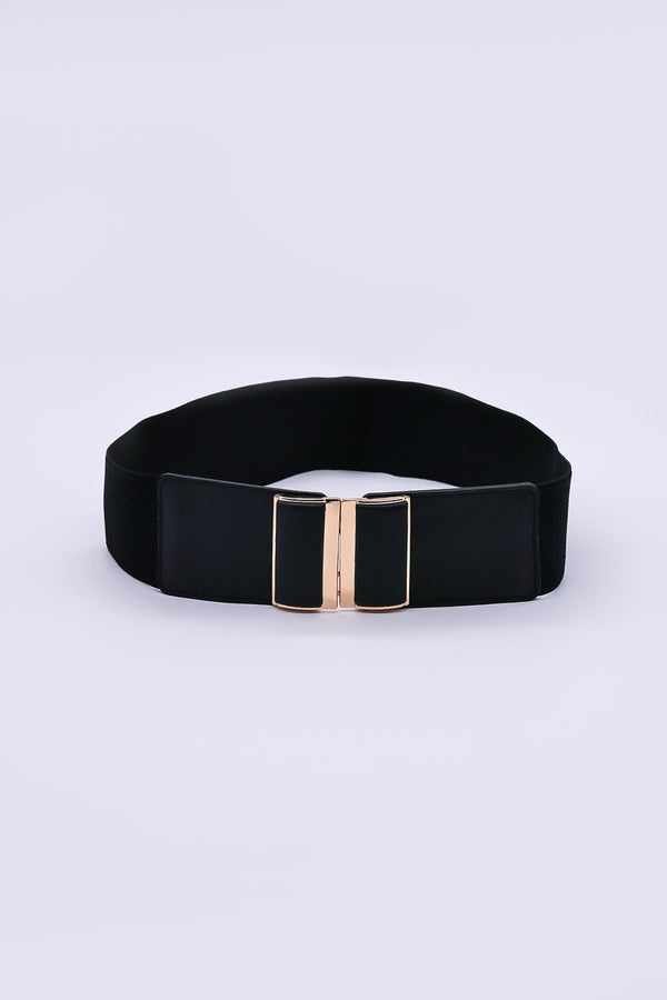 Carraig Donn Gold Clasp Elastic Belt in Black