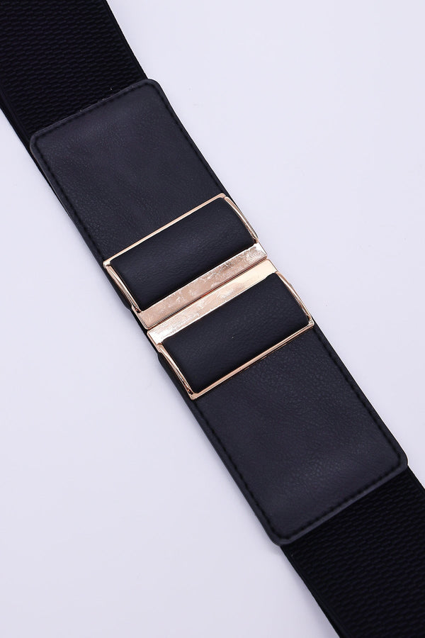 Carraig Donn Gold Clasp Elastic Belt in Black