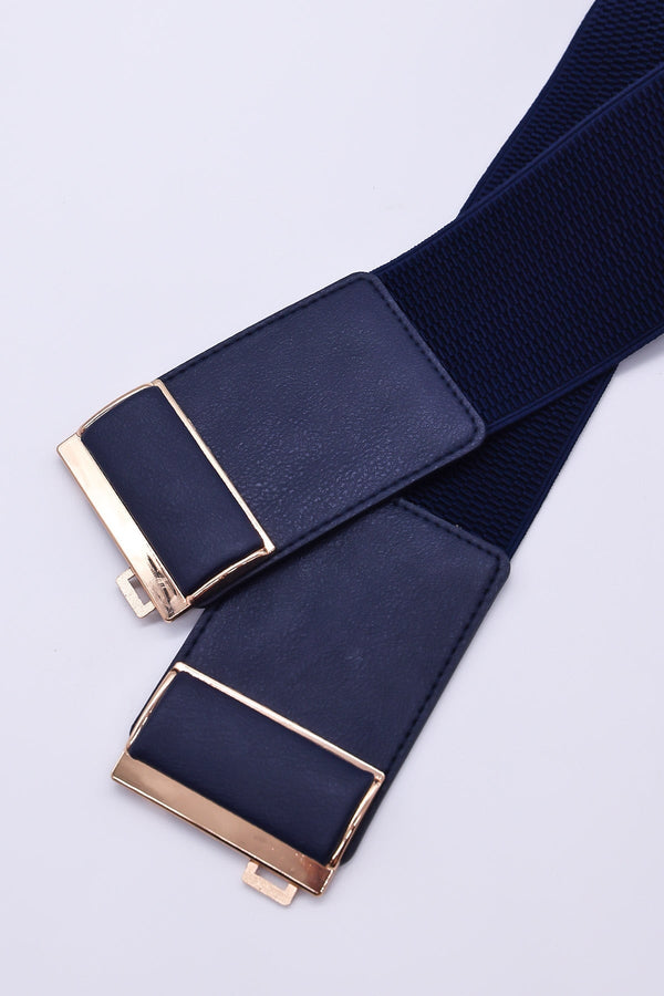 Carraig Donn Gold Clasp Elastic Belt in Navy