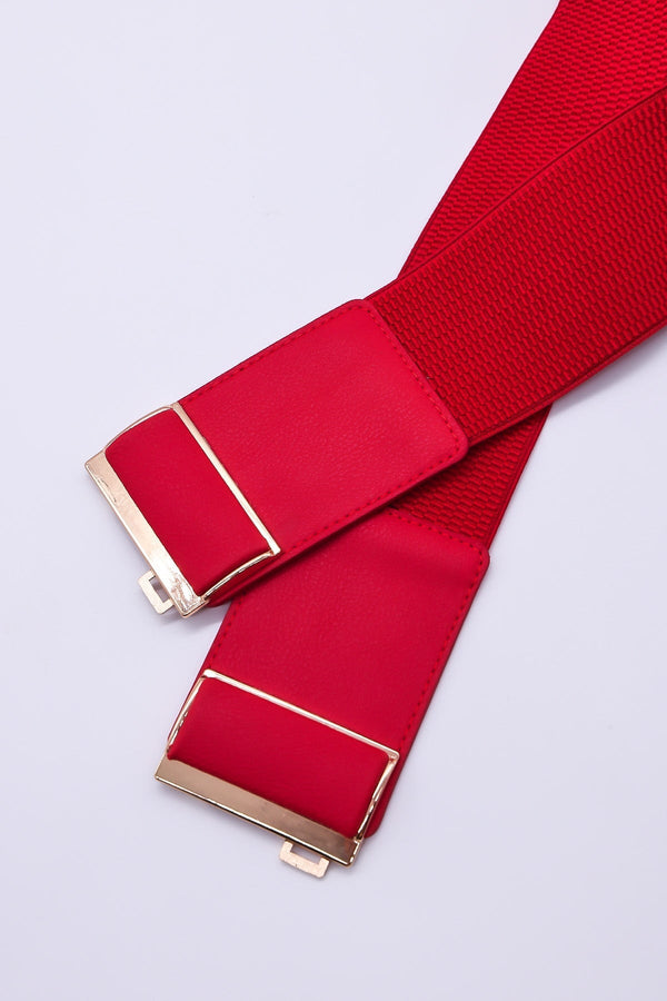 Carraig Donn Gold Clasp Elastic Belt in Red
