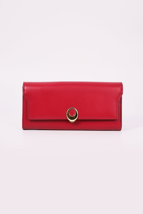 Gold Clasp Purse in Red