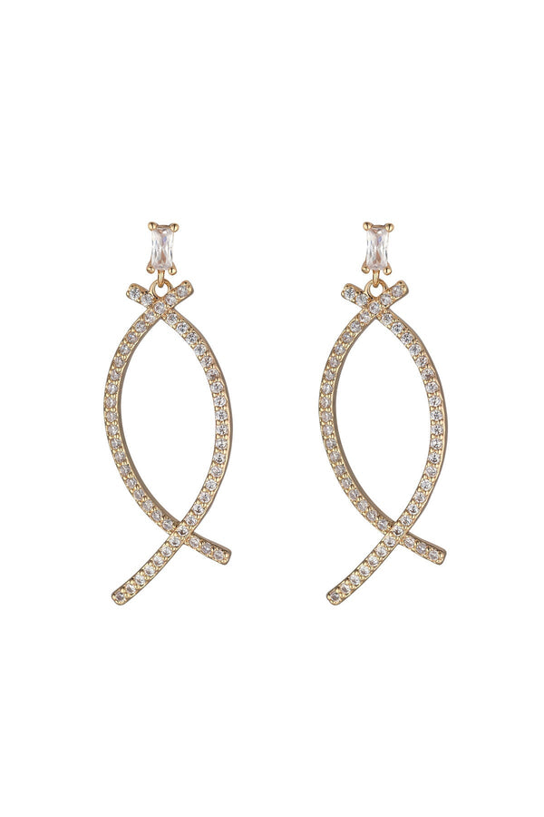 Carraig Donn Gold Crescent Drop Earrings