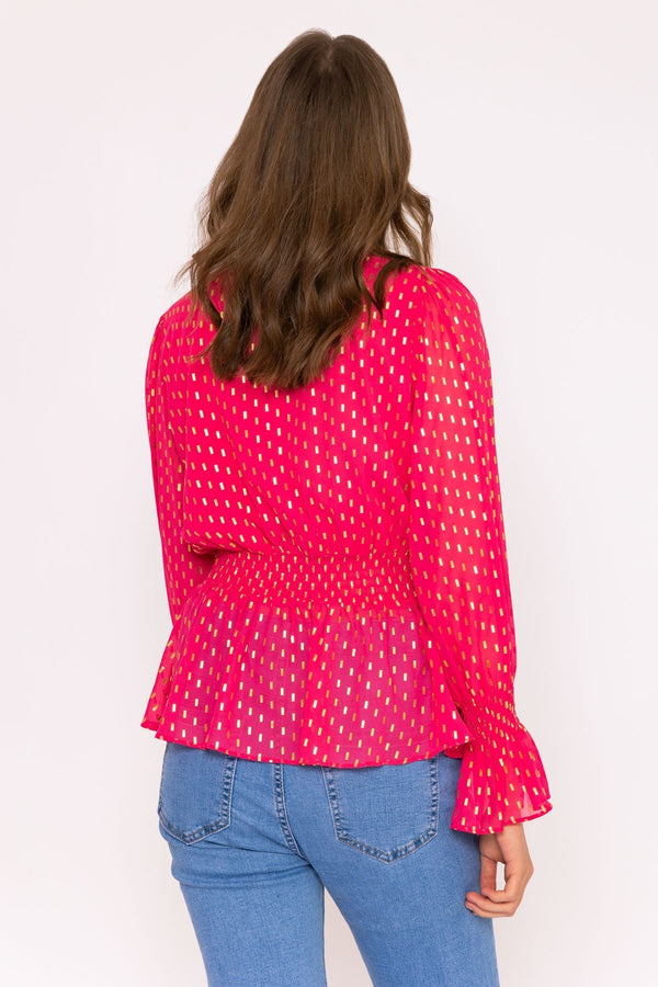 Carraig Donn Gold Detail Wrap Top in Pink