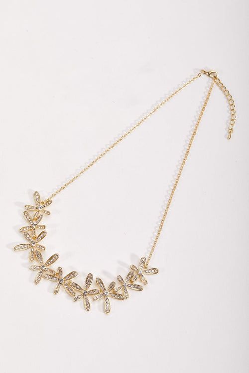 Gold Diamante Floral Necklace