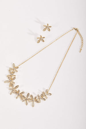 Carraig Donn Gold Diamante Floral Necklace