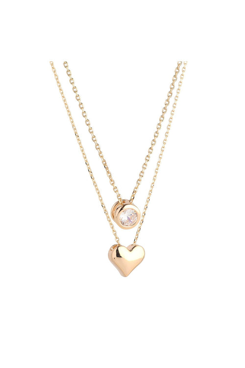 Carraig Donn Gold Duo Heart & Solitaire Necklace