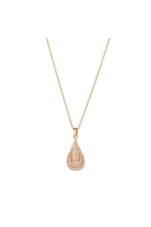 Gold Micropave Teardrop Pendant