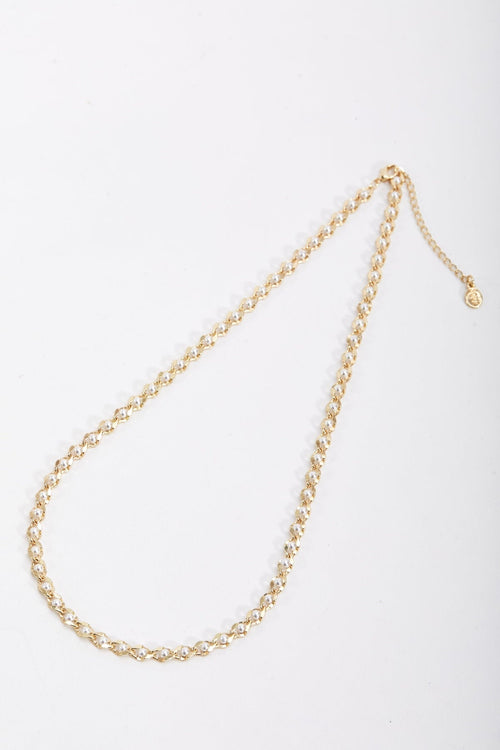 Gold Pearl Link Necklace