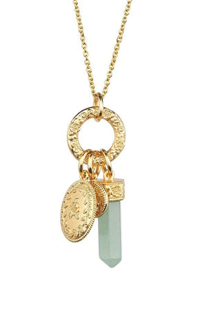 Carraig Donn Gold Plated Pendant with Green Aventurine Charm