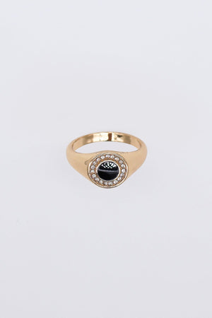 Carraig Donn Gold Ring with Black Detail Size 7