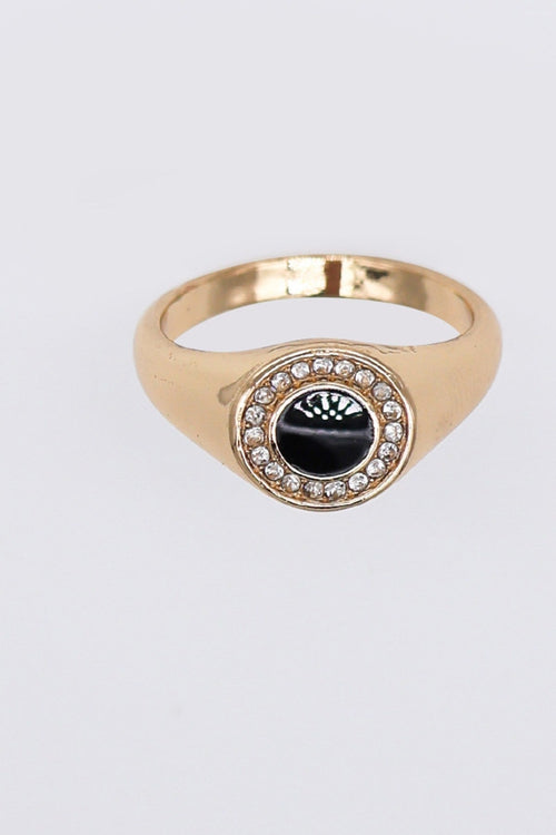 Gold Ring with Black Detail Size 8