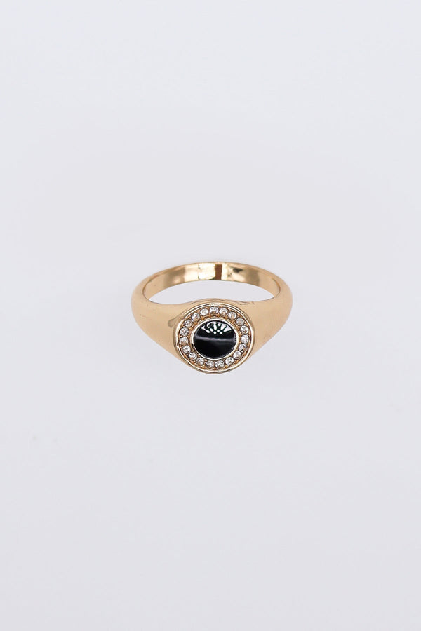 Carraig Donn Gold Ring with Black Detail Size 8