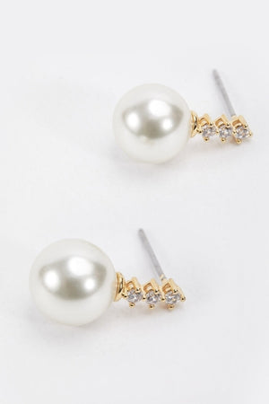 Carraig Donn Gold Tone Diamante Pearl Earrings