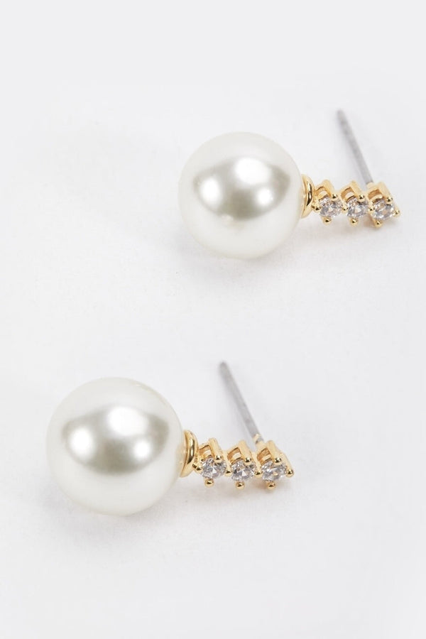 Carraig Donn Gold Tone Diamante Pearl Earrings