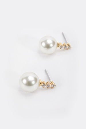 Carraig Donn Gold Tone Diamante Pearl Earrings