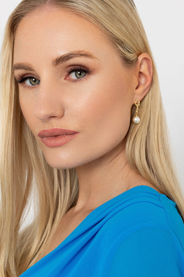 Carraig Donn Gold Tone Drop Pearl Earring